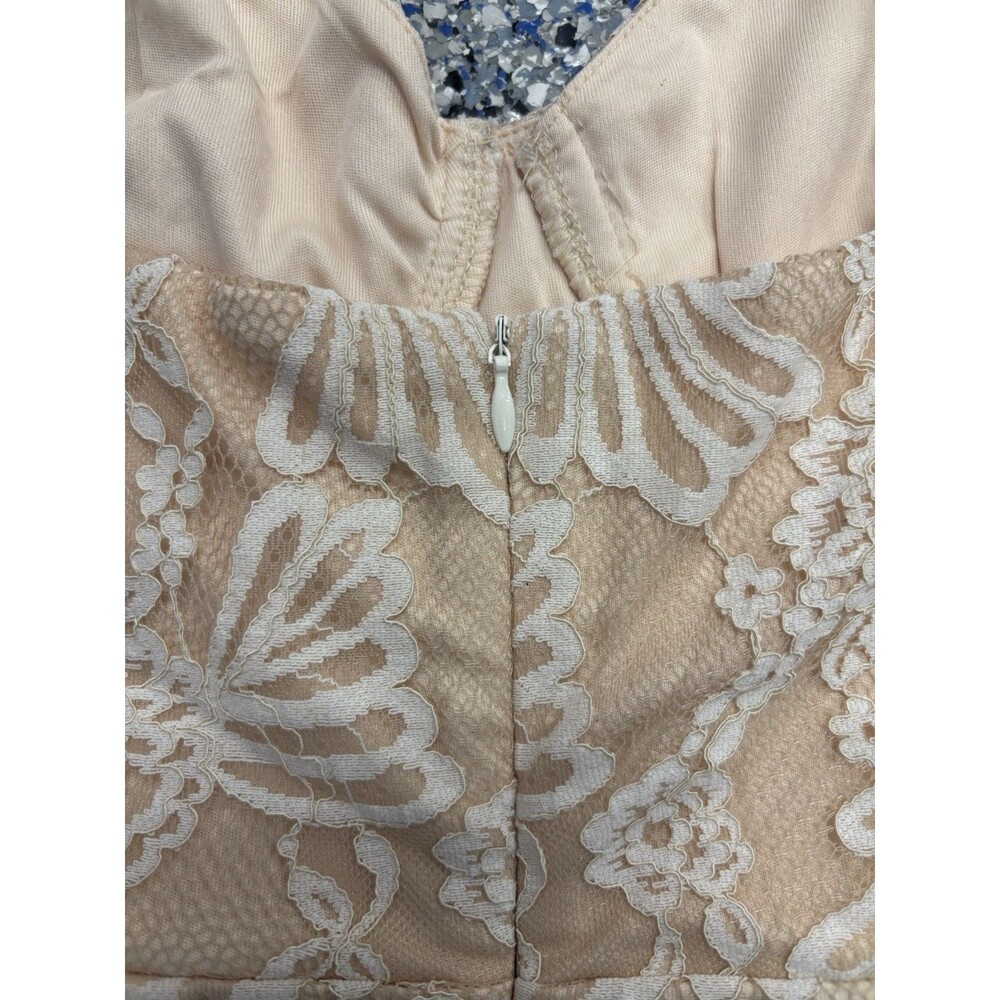Cupshe Cream-colored Floral Lace Mini Dress Adjustable Straps & Side Slit Size S - Picture 9 of 11
